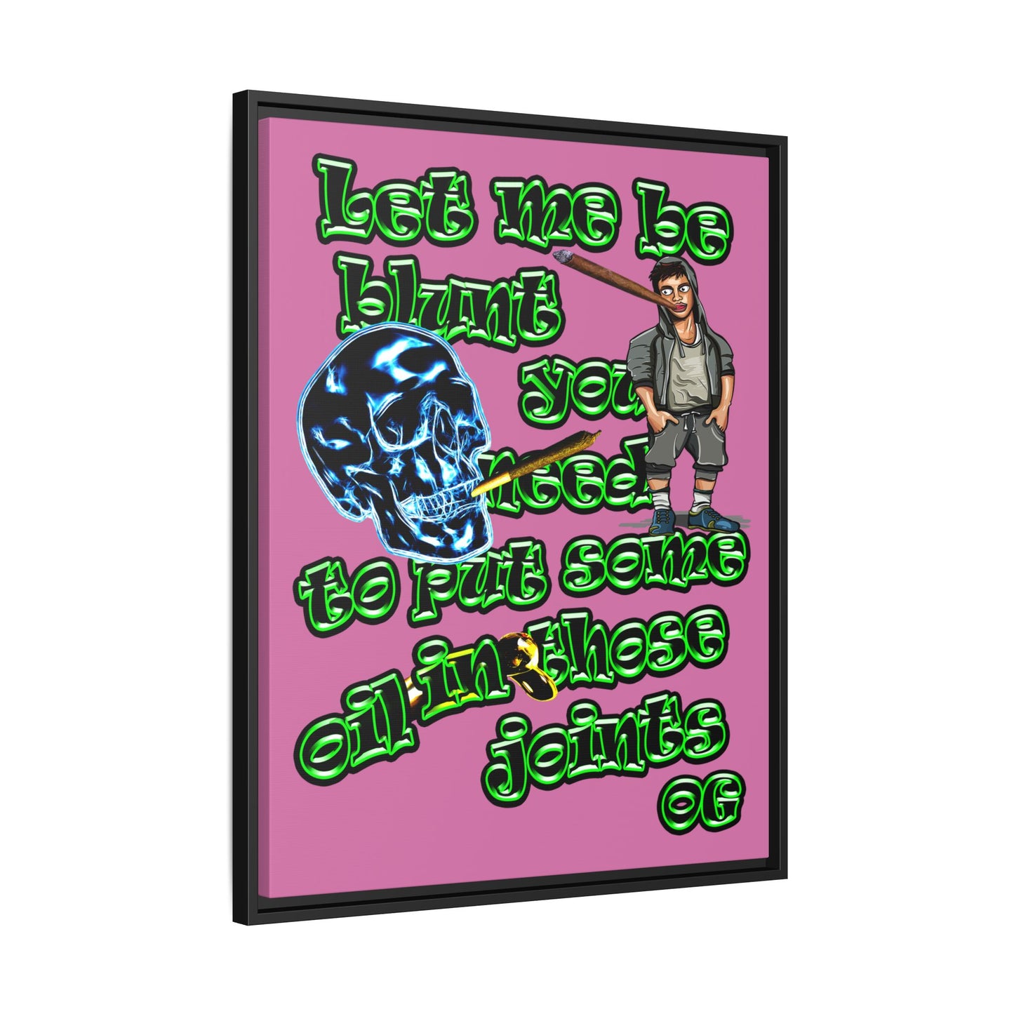 og - framed canvas art (light pink)
