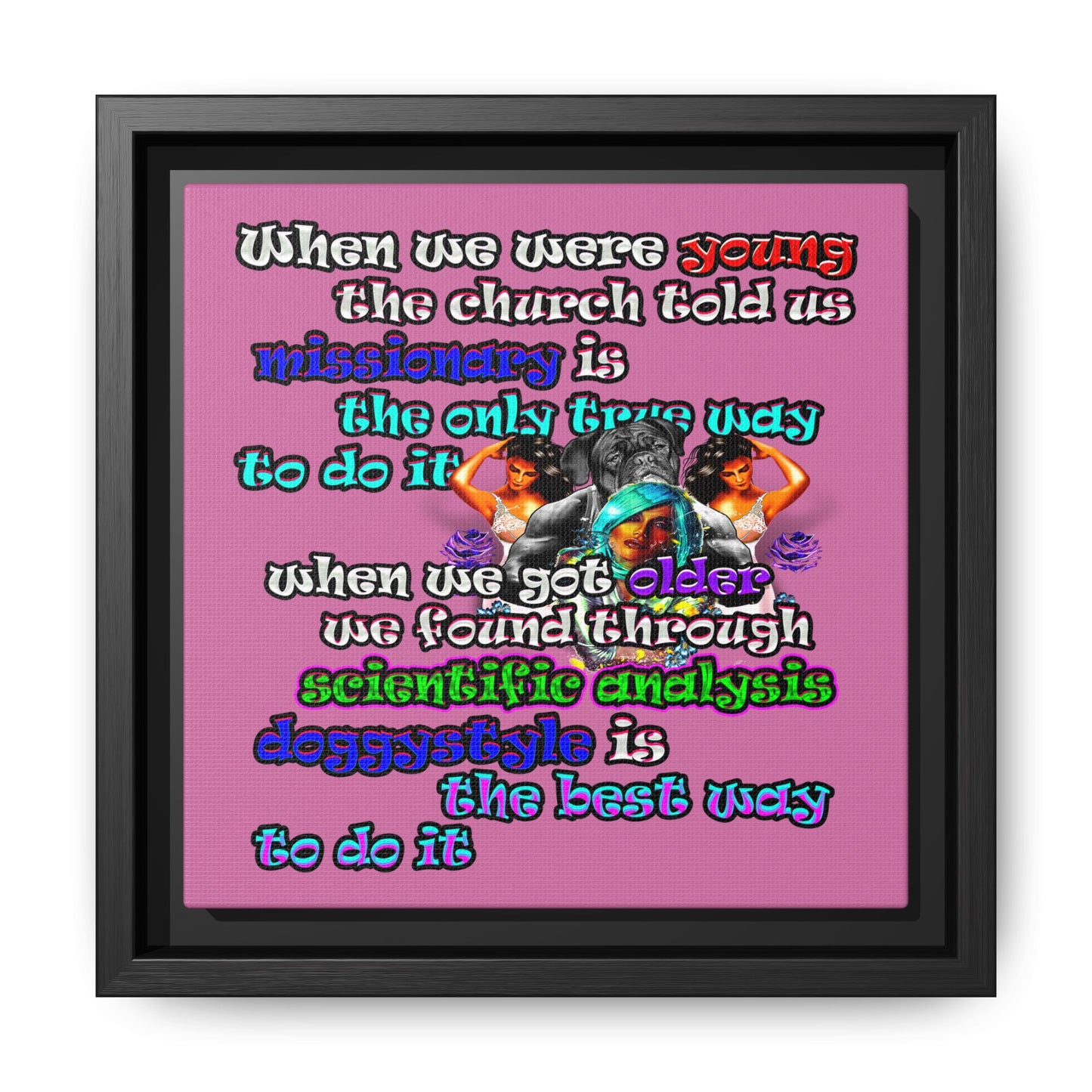 doggystyle - framed canvas art (light pink)