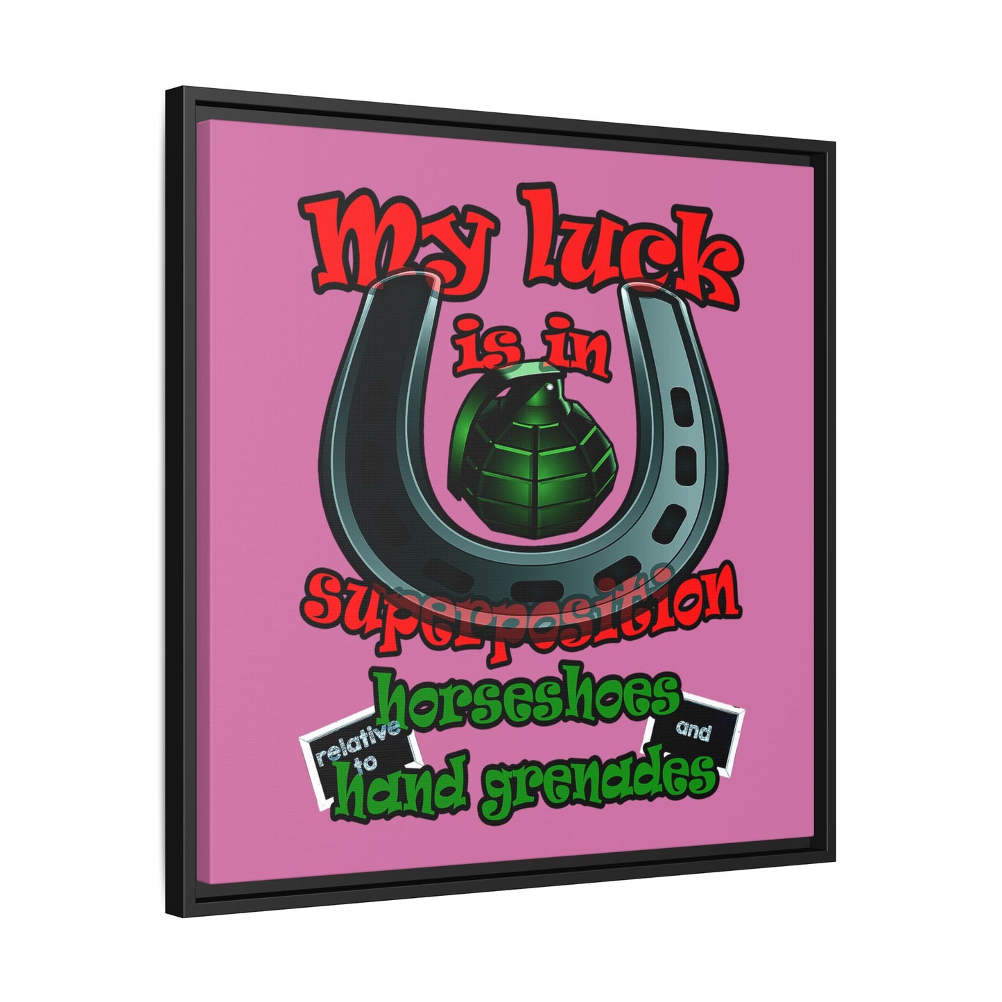 my luck - framed canvas art (light pink)