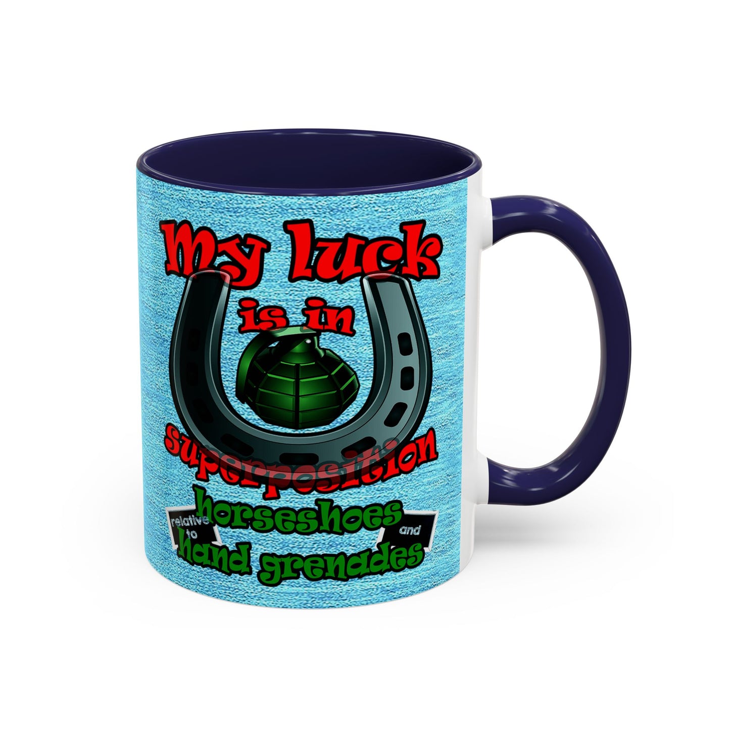 my luck - Accent Mug (faded dark blue)