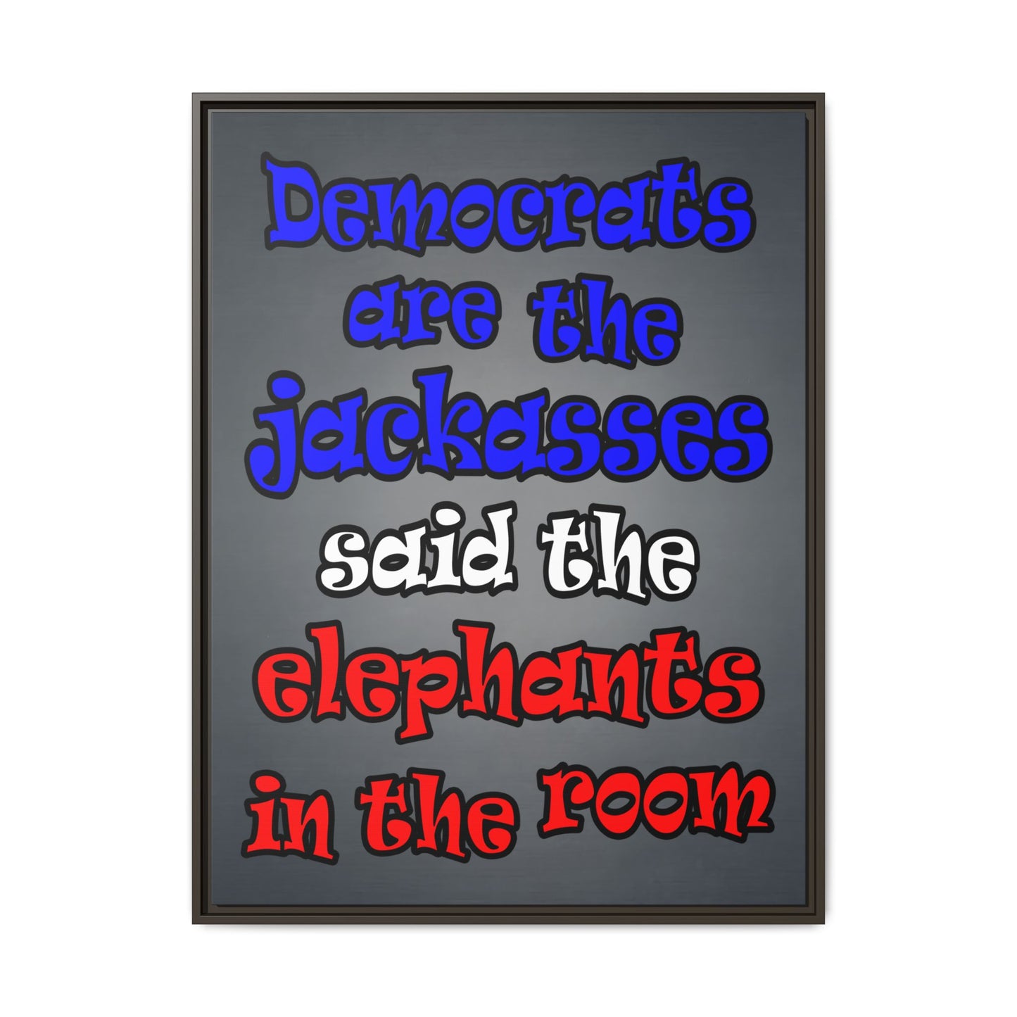 donkeys and elephants - framed canvas art (grey-light grey)