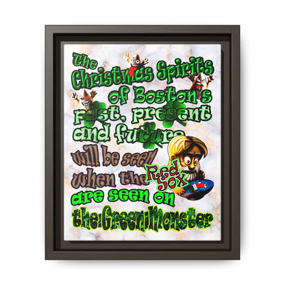 christmas spirits of boston - framed canvas art (white marble)