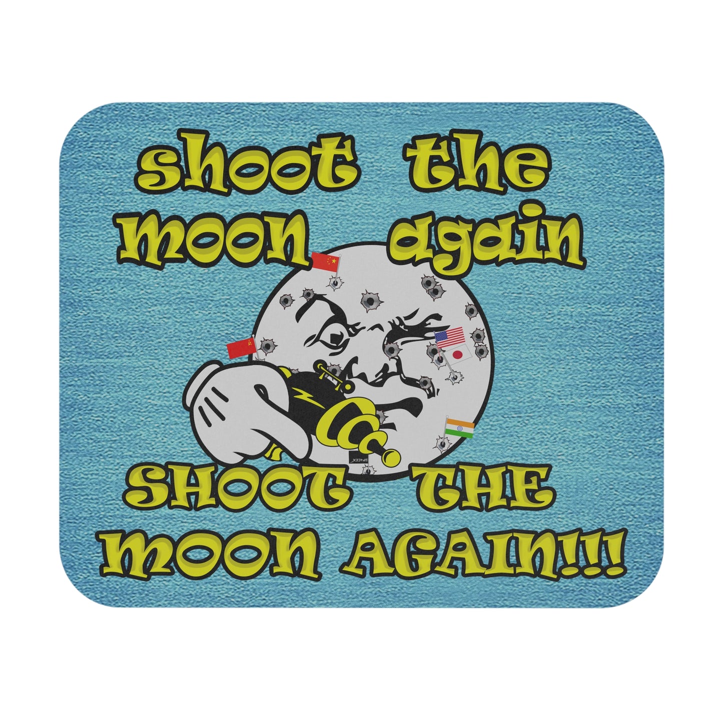 shoot the moon again - Mouse Pad (Rectangle) (faded blue)