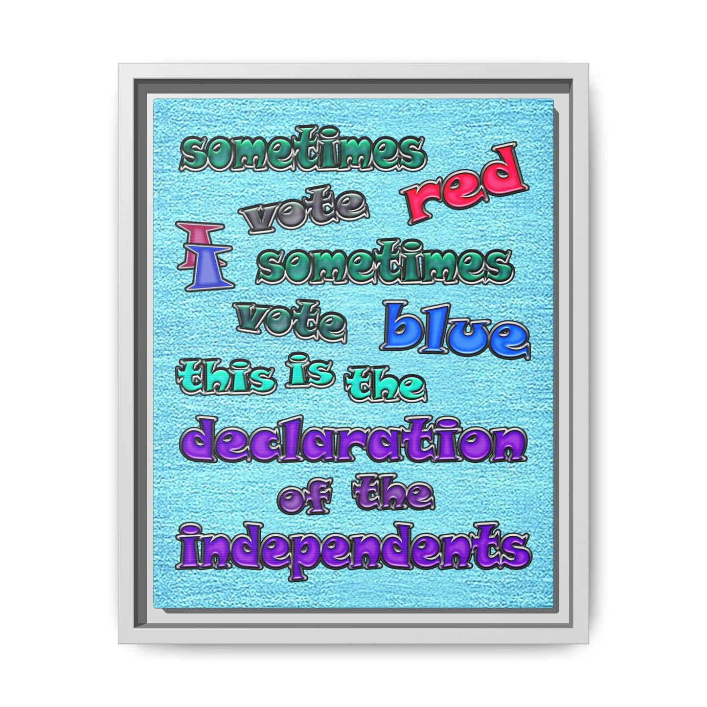 declaration of the independents - framed canvas art (faded blue)