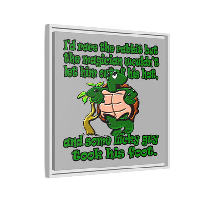 turtle race - framed canvas art (light grey)