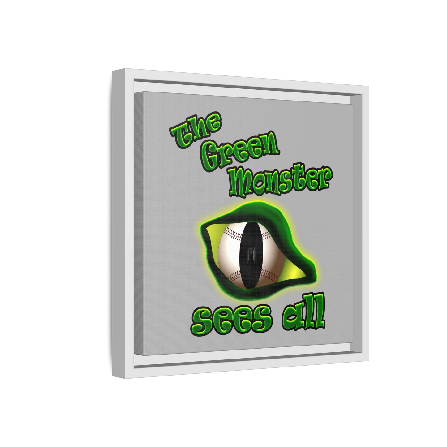 green monster - framed canvas art (light grey)