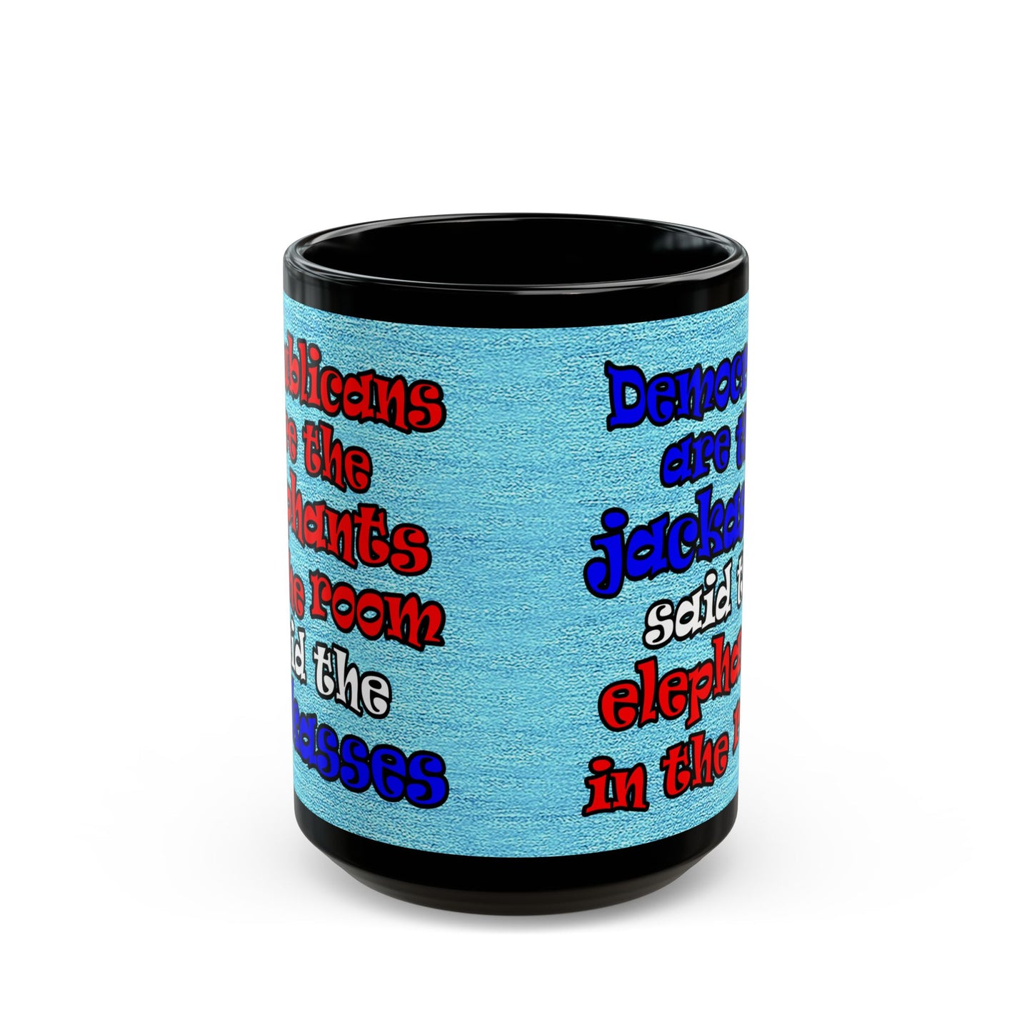 donkeys and elephants - Black Mug (faded blue)