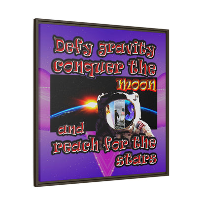 defy conquer reach - framed canvas art (purple-pink wave)