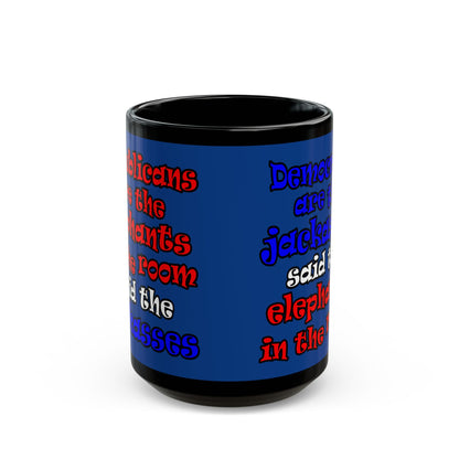 donkeys and elephants - Black Mug (dark blue)