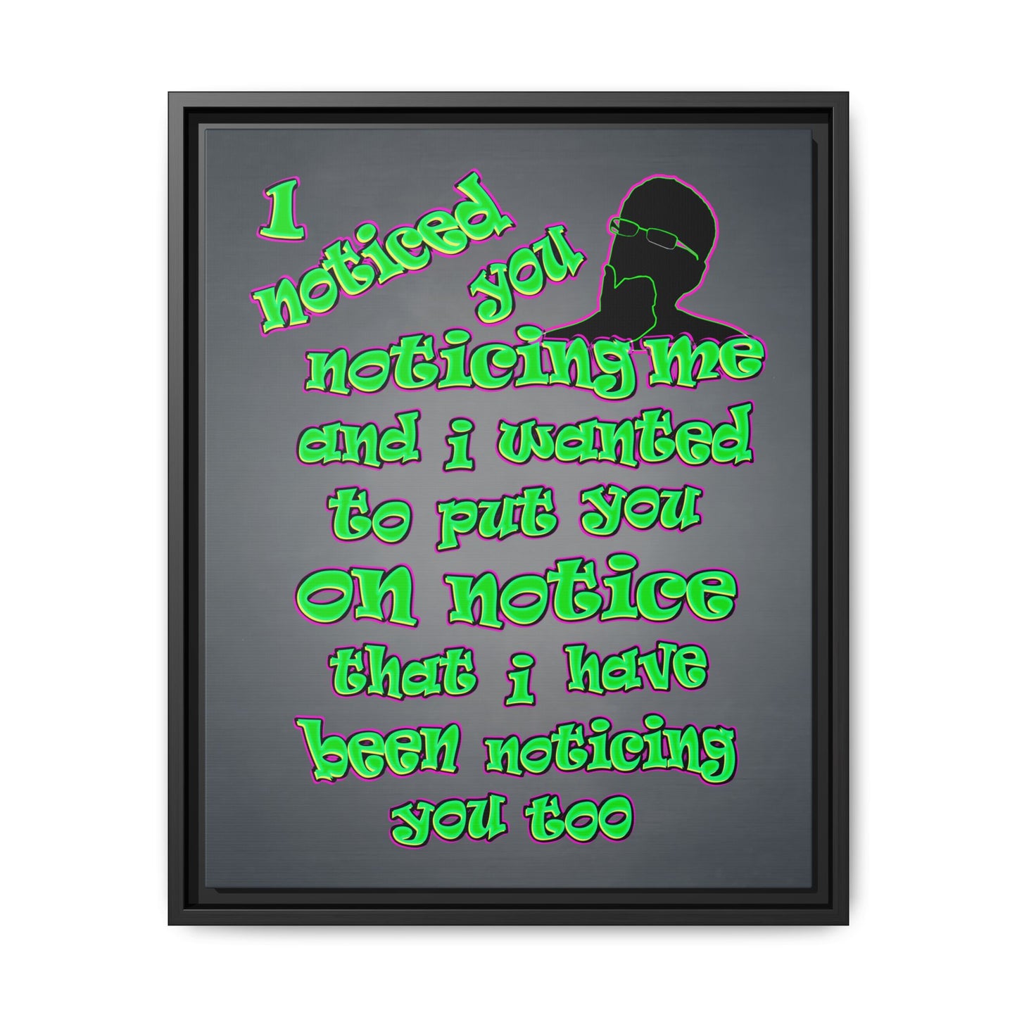 noticed you noticing - framed canvas art (grey-light grey)
