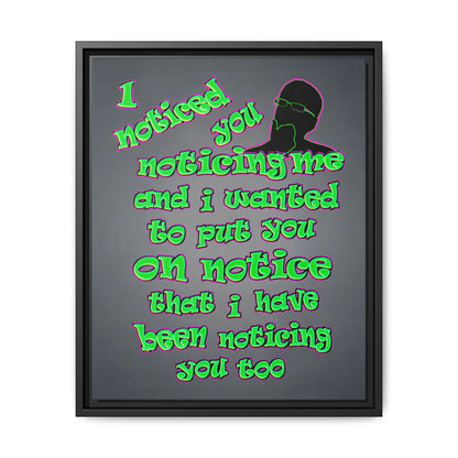 noticed you noticing - framed canvas art (grey-light grey)