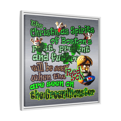christmas spirits of boston - framed canvas art (brushed nickel)