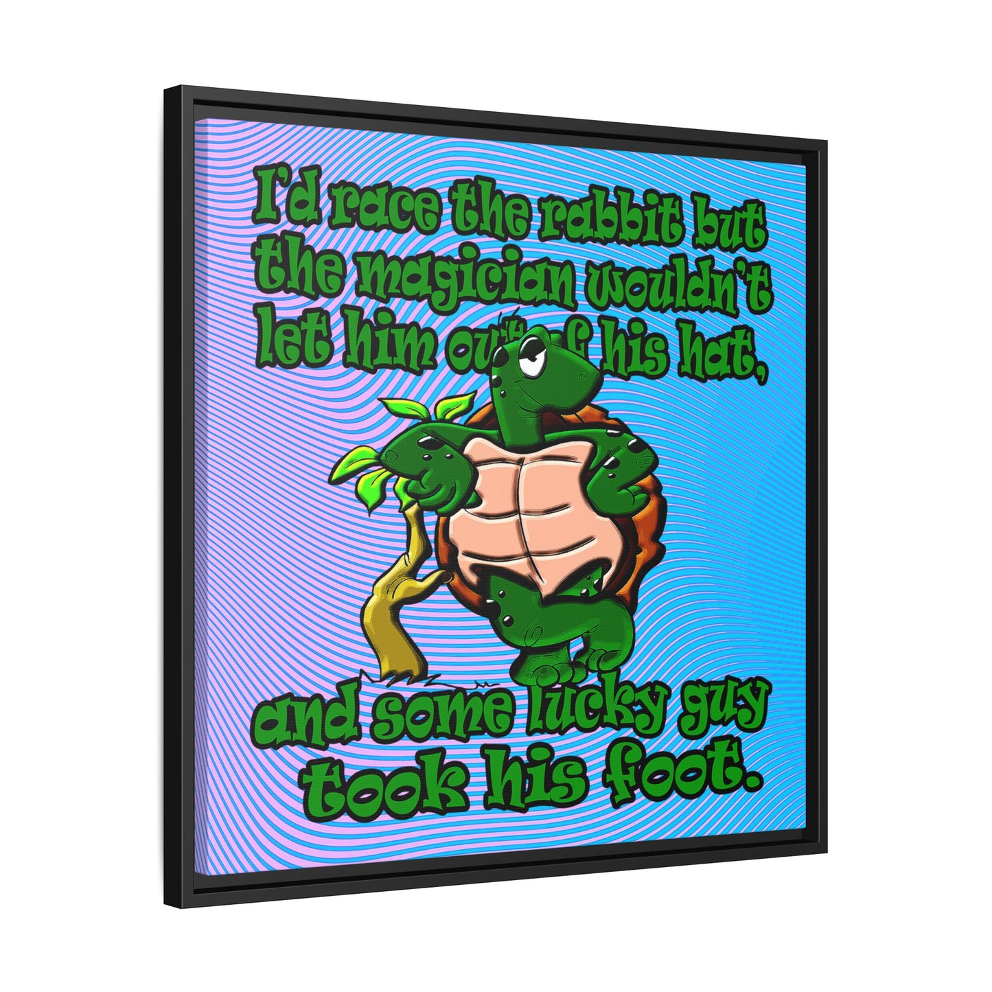 turtle race - framed canvas art (light blue-purple wave)