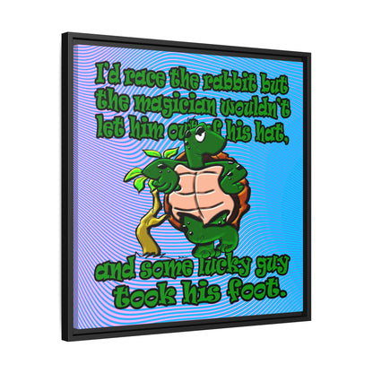 turtle race - framed canvas art (light blue-purple wave)