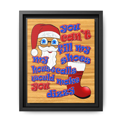 santa's shoes - framed canvas art (butterscotch wood finish)