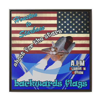 shoot for the stars - framed canvas art (blue-white wave)