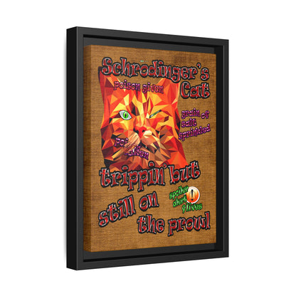 schrodinger's cat - framed canvas art (brown papyrus)