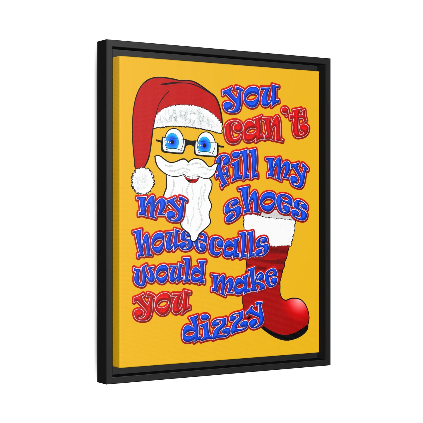 santa's shoes - framed canvas art (yellow)