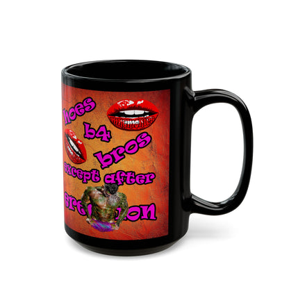 hoes b4 bros - Black Mug (burnt orange)