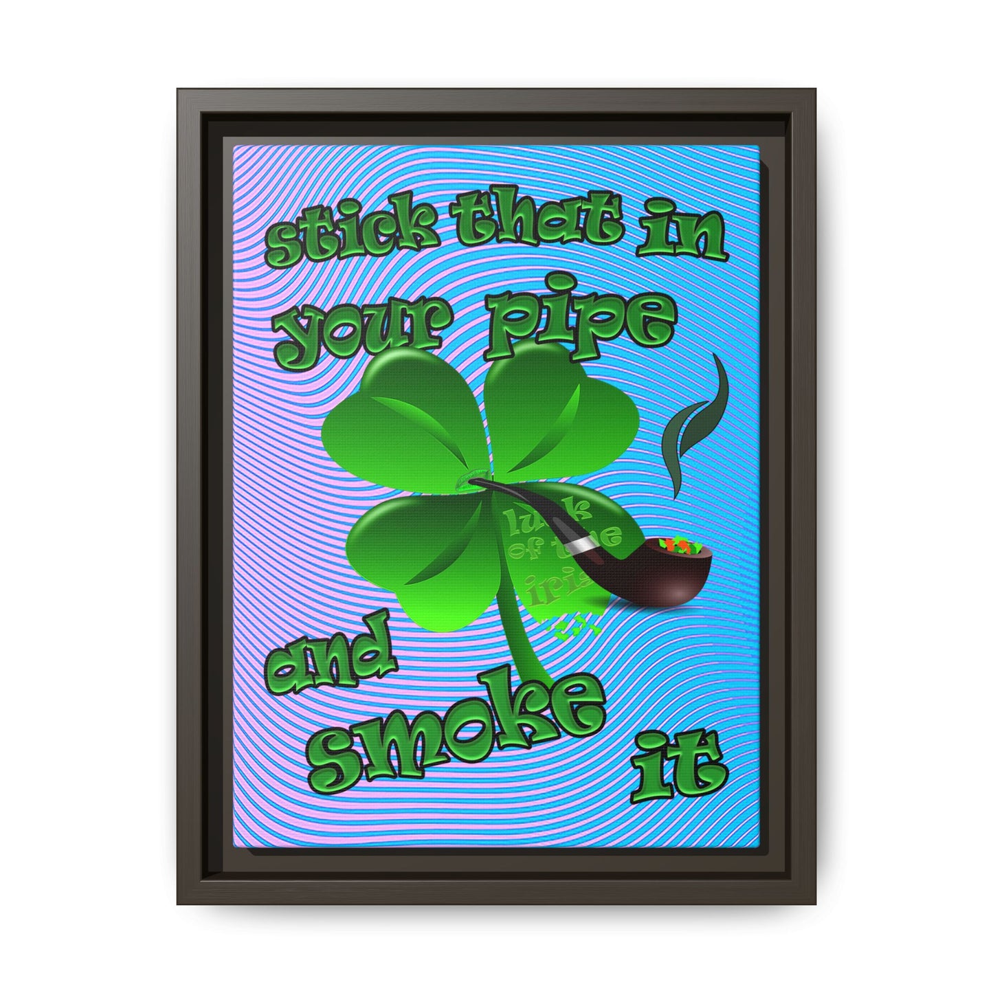 stick that in your pipe and smoke it - framed canvas art (light blue-purple wave)