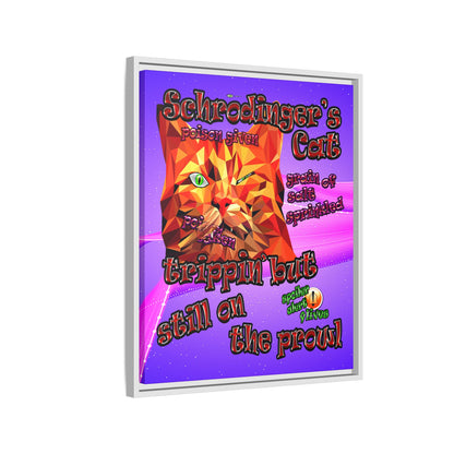 schrodinger's cat - framed canvas art (purple-pink wave)