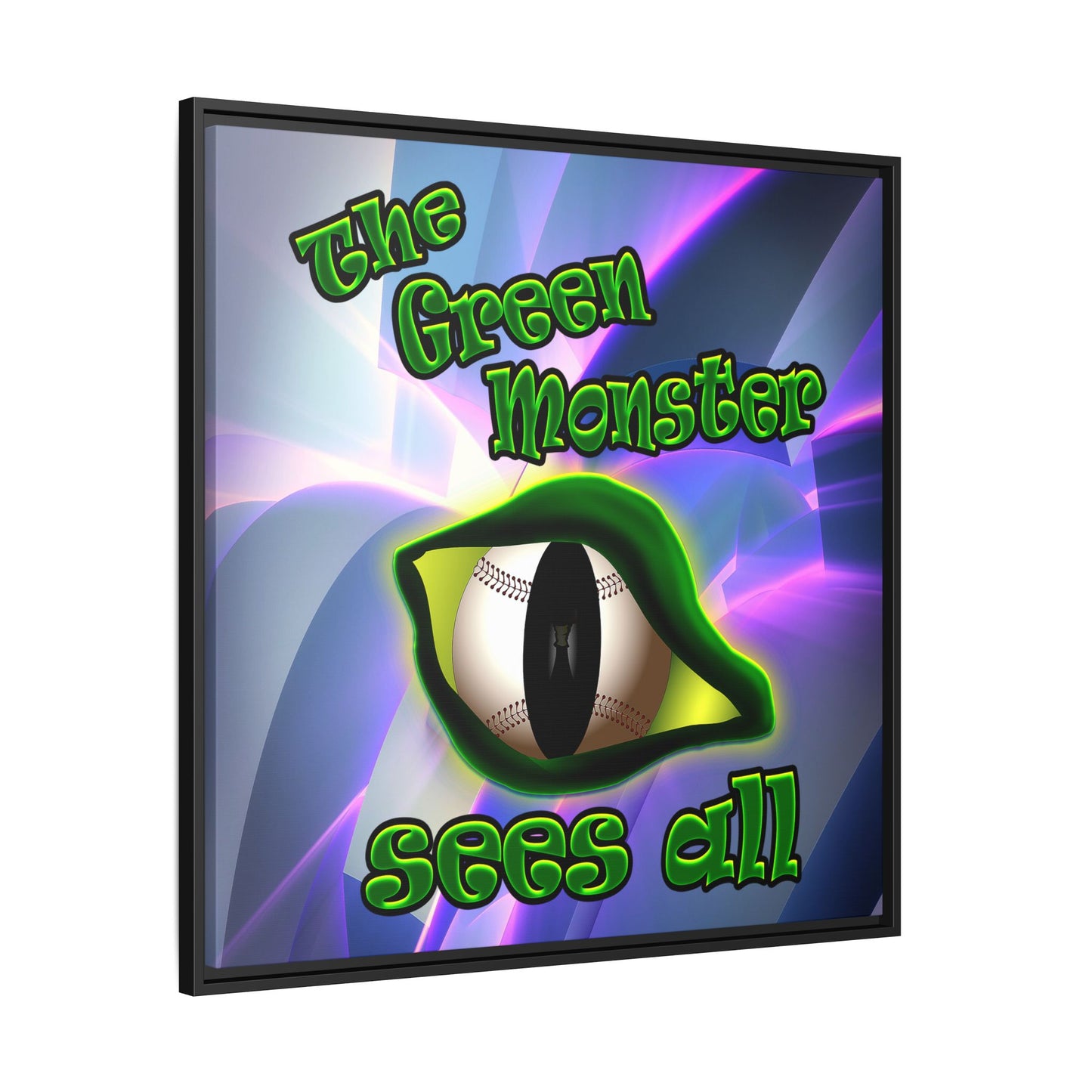 green monster - framed canvas art (grey-pink wave)