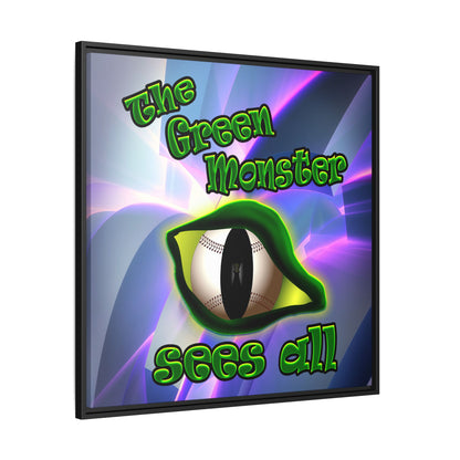 green monster - framed canvas art (grey-pink wave)