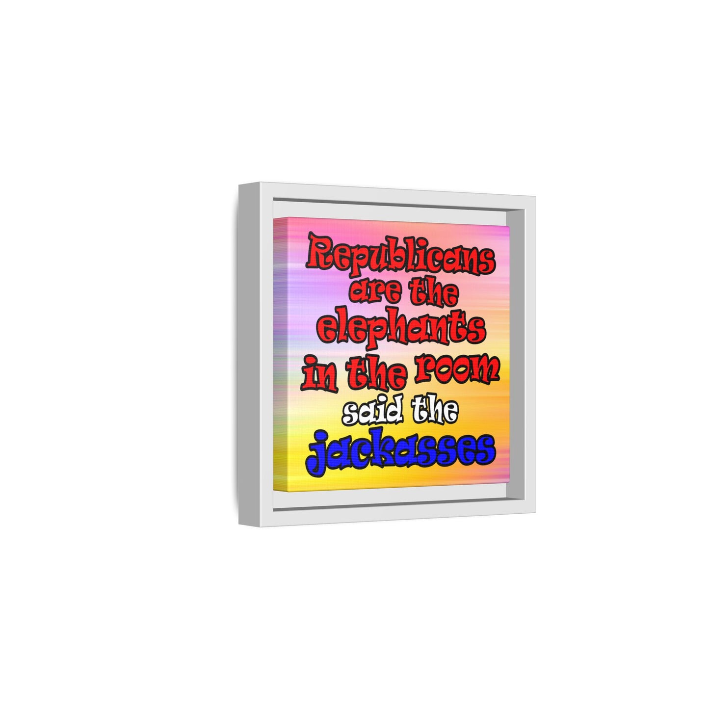 donkeys and elephants - framed canvas art (color blur)