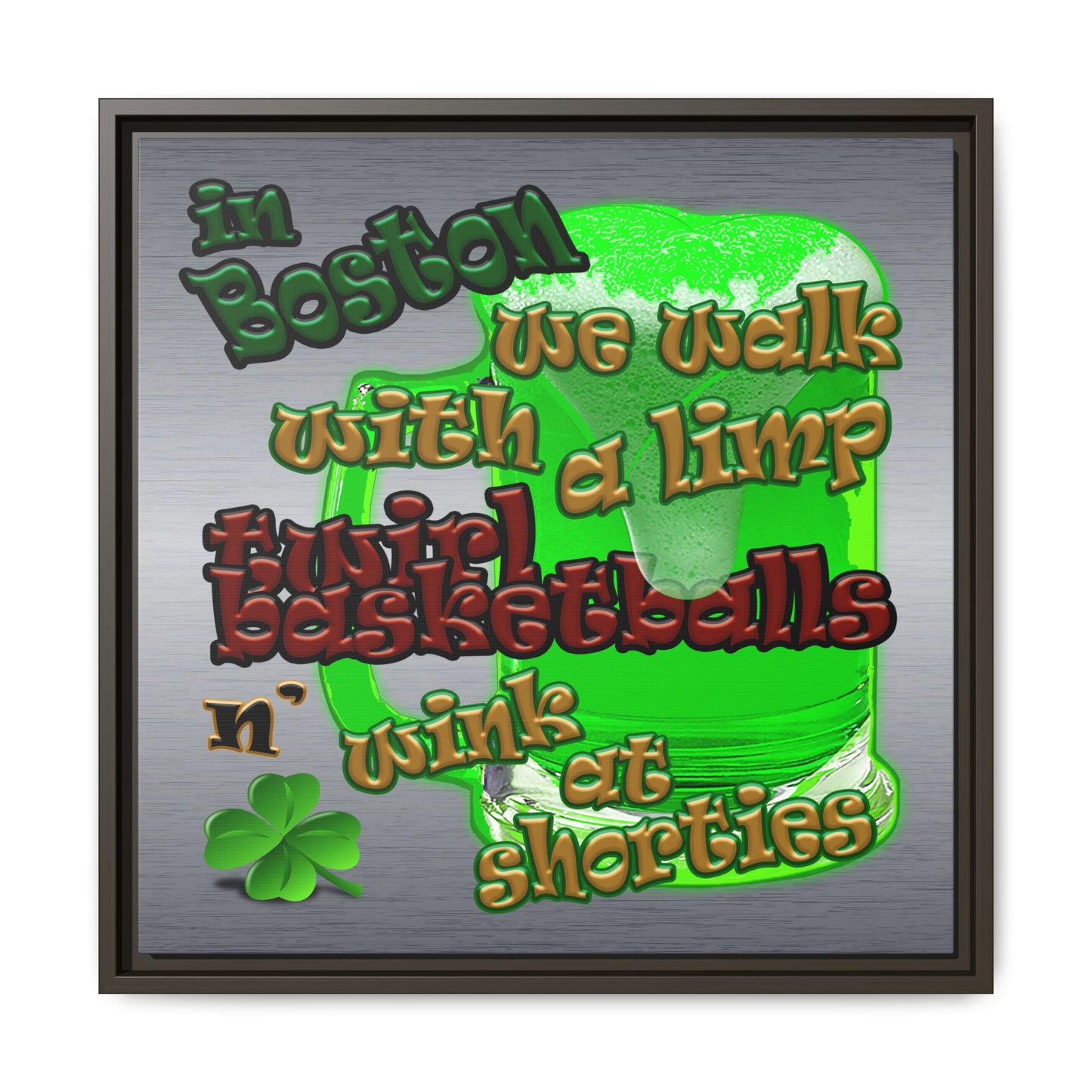 celtics logo - framed canvas art (brushed nickel)
