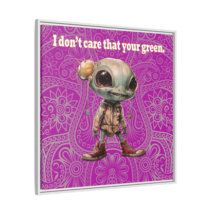 I don't care that your green - framed canvas art (pink swirl)
