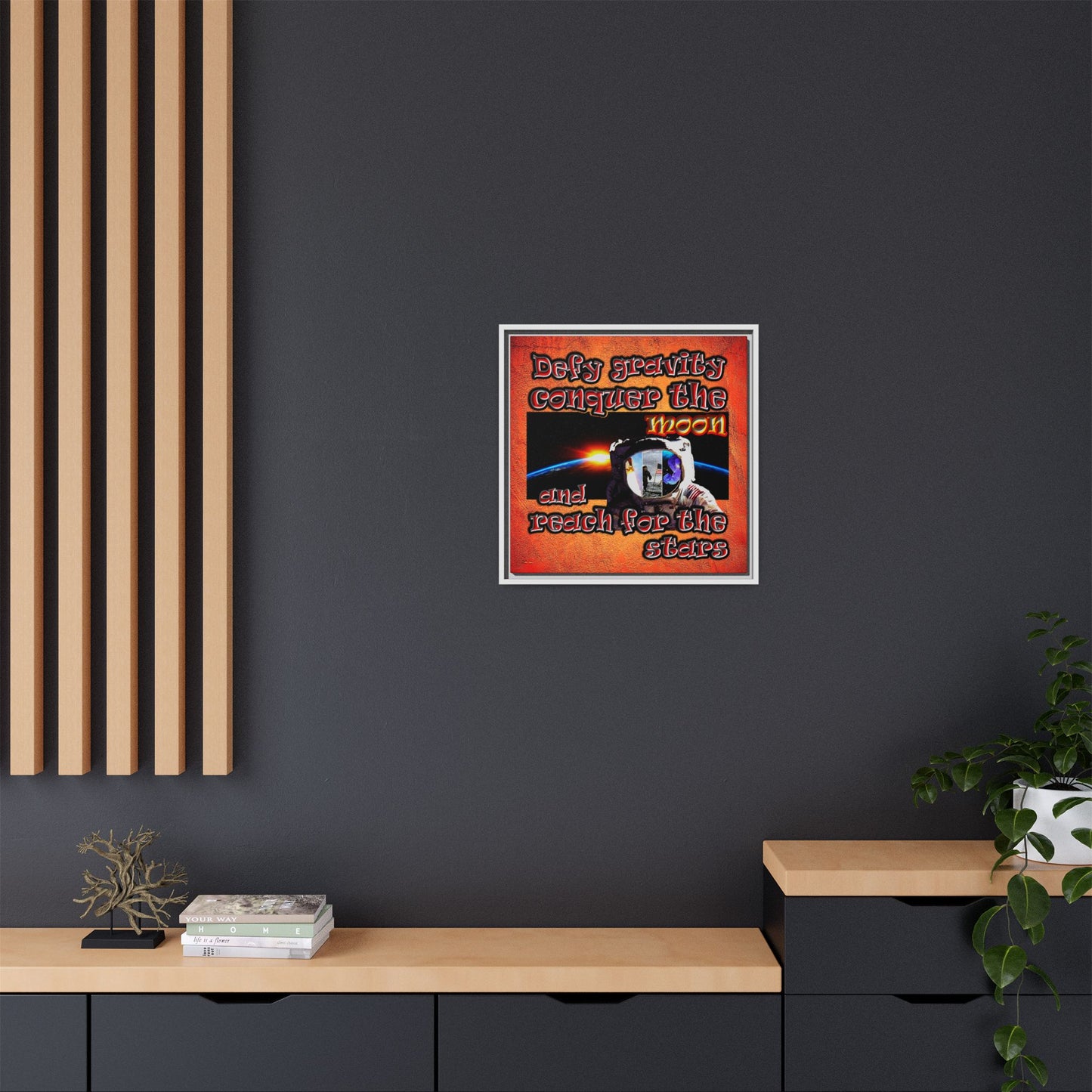 defy conquer reach - framed canvas art (burnt orange)