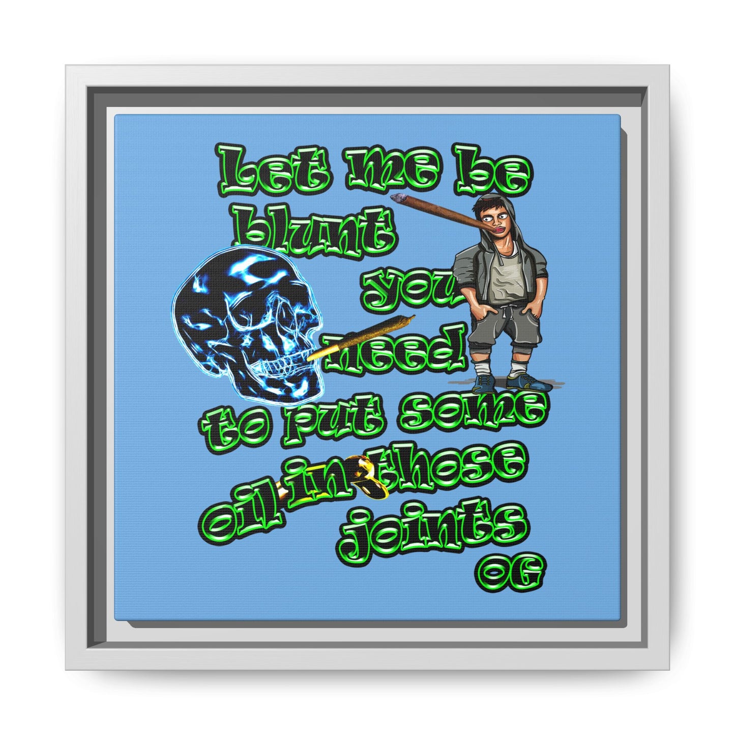 og - framed canvas art (light blue)