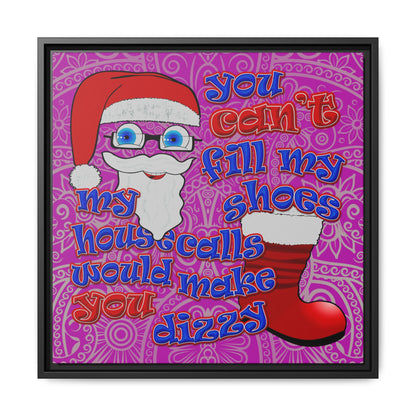 santa's shoes - framed canvas art (pink swirl)