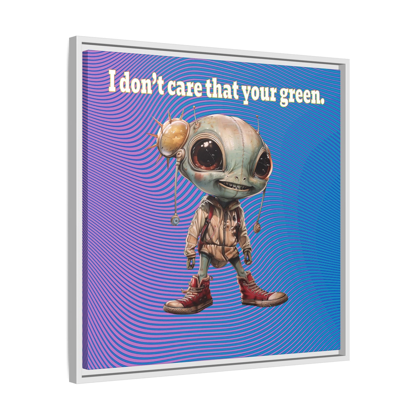 I don't care that your green - framed canvas art (light blue-purple wave)