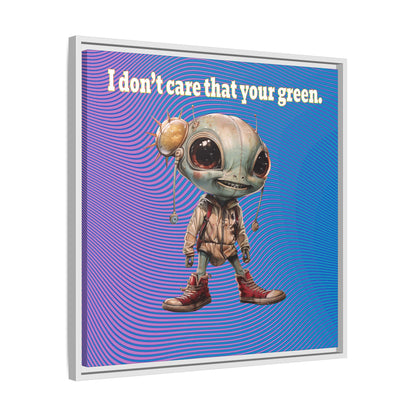 I don't care that your green - framed canvas art (light blue-purple wave)