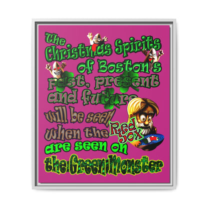 christmas spirits of boston - framed canvas art (pink)