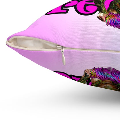 hoes b4 bros - Spun Polyester Square Pillow - (light blue-pink wave)