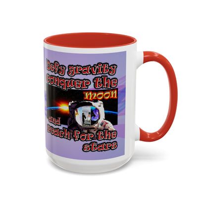 defy conquer reach - Accent Mug (light blue-pink wave)