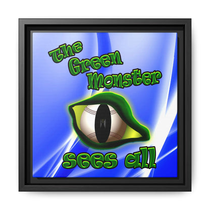 green monster - framed canvas art (blue-white wave)