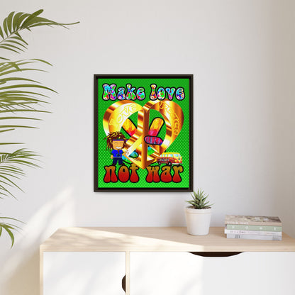 love peace - framed canvas art (logo green)