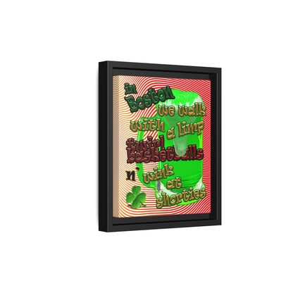 celtics logo - framed canvas art (yellow-orange wave)