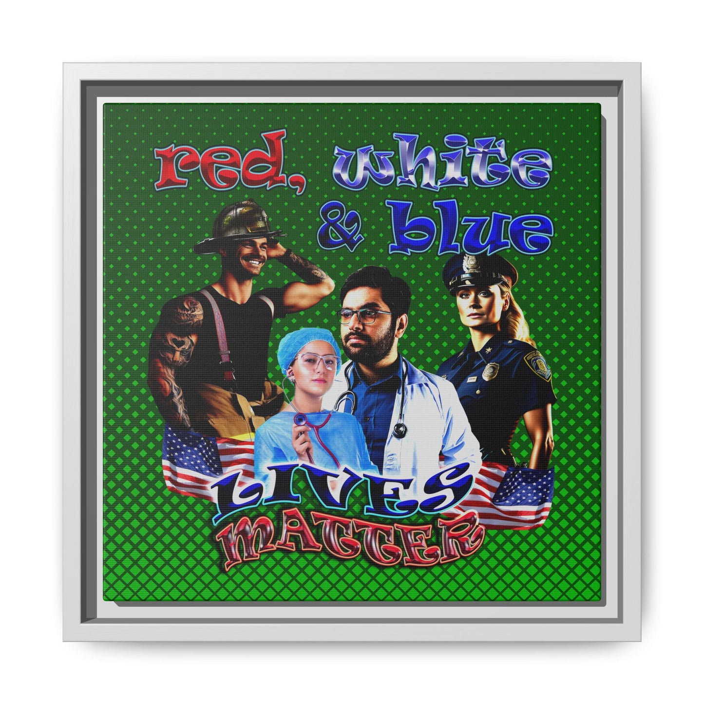 rw&b lives matter - framed canvas art (logo green)