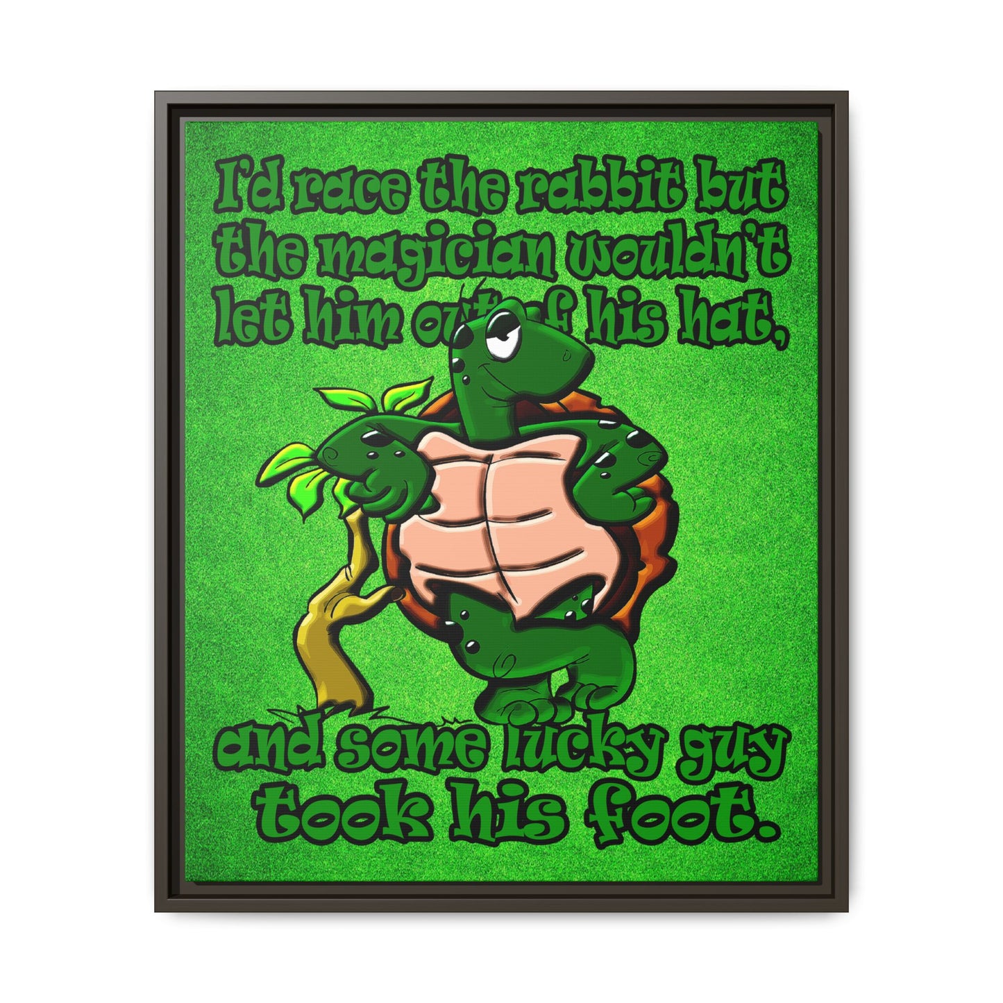 turtle race - framed canvas art (green turf)