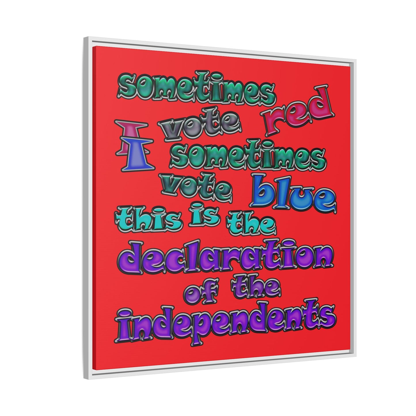 declaration of the independents - framed canvas art (red)