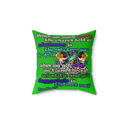 doggystyle - Spun Polyester Square Pillow - (logo green)