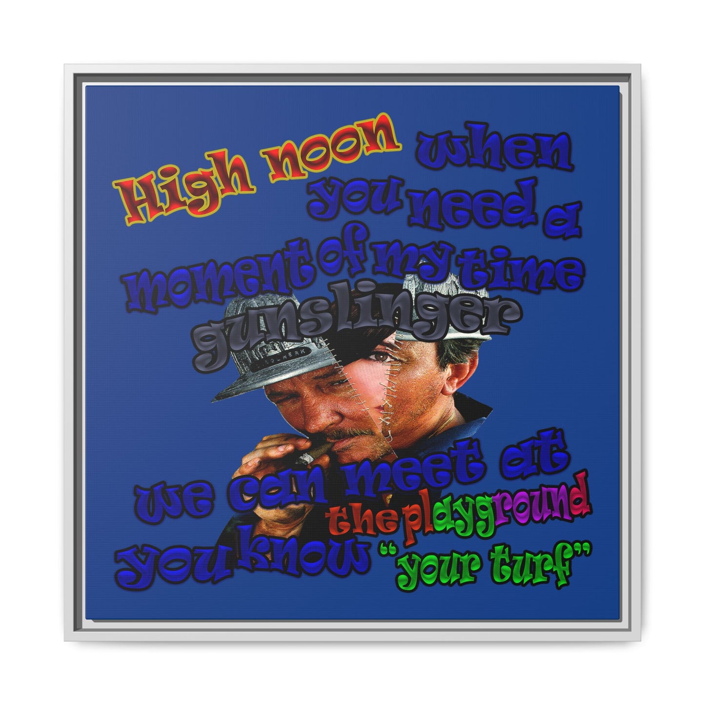 high noon - framed canvas art (dark blue)