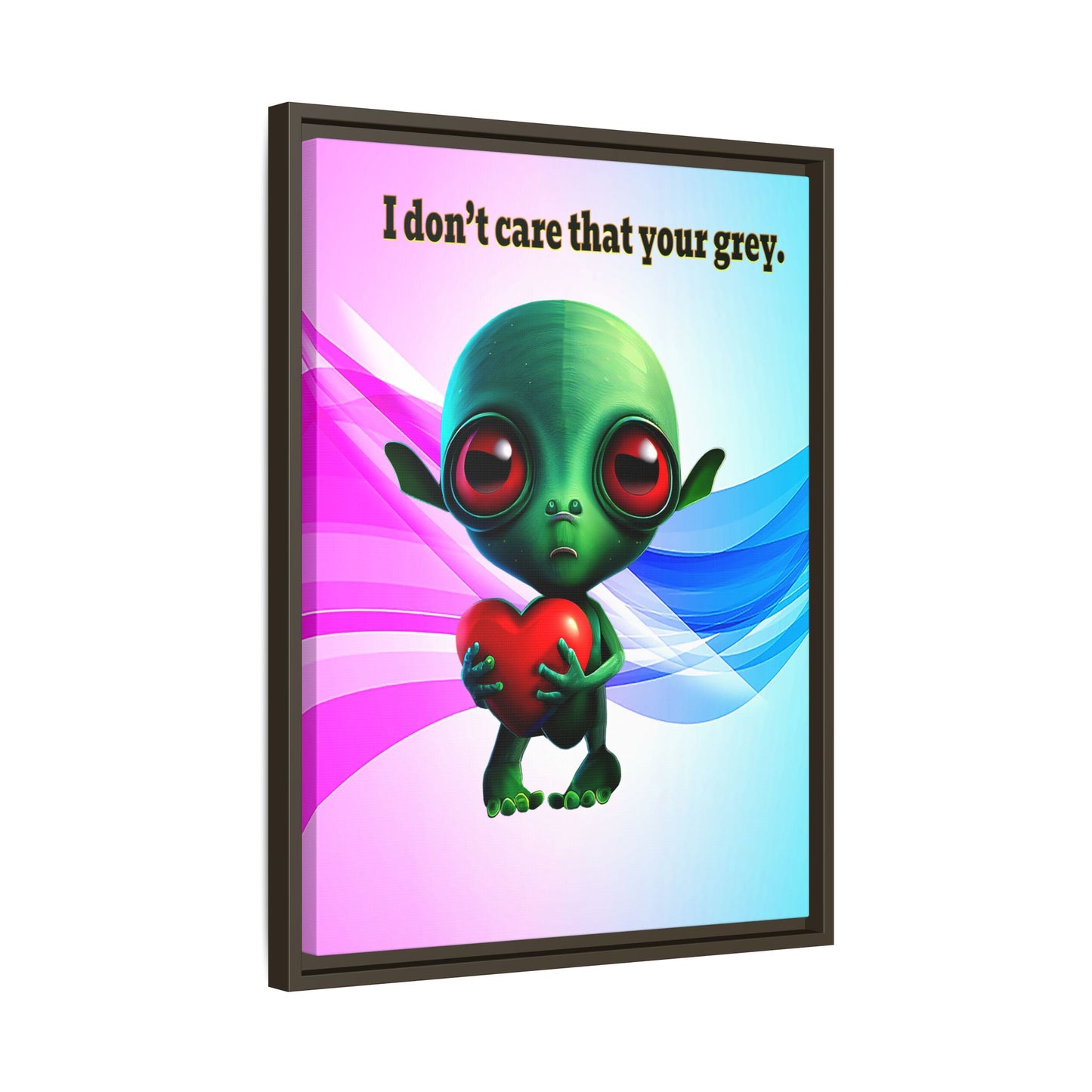 I don't care that your grey - framed canvas art (light blue-pink wave)