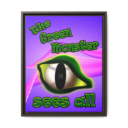 green monster - framed canvas art (purple-pink wave)