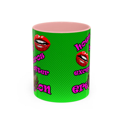 hoes b4 bros - Accent Mug (logo green)