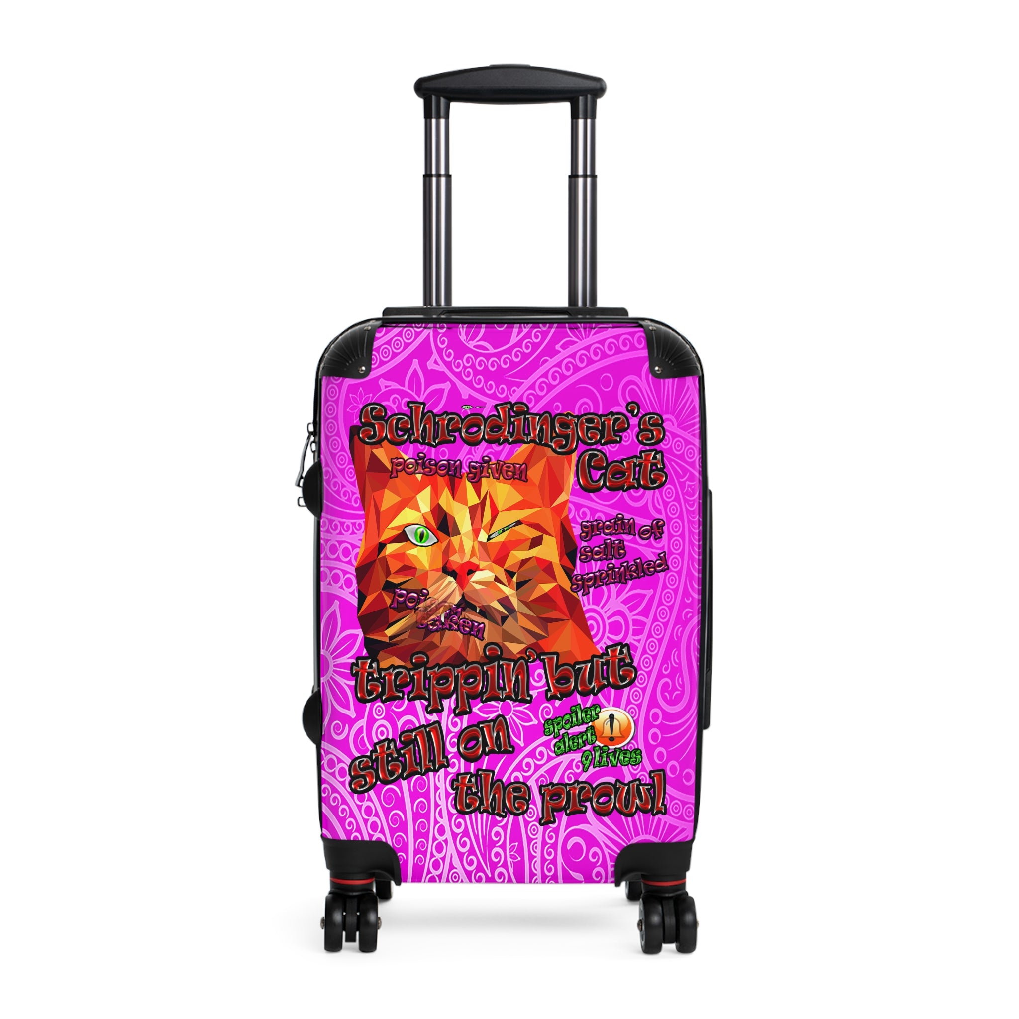 schrodinger's cat - suitcase (pink swirl)
